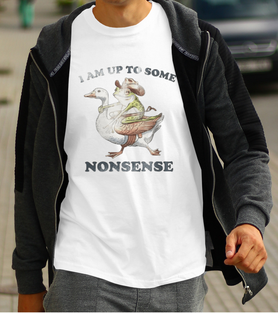 I Am Up To Some Nonsense Funny Goose And Frog Cowboy Hat T-Shirt