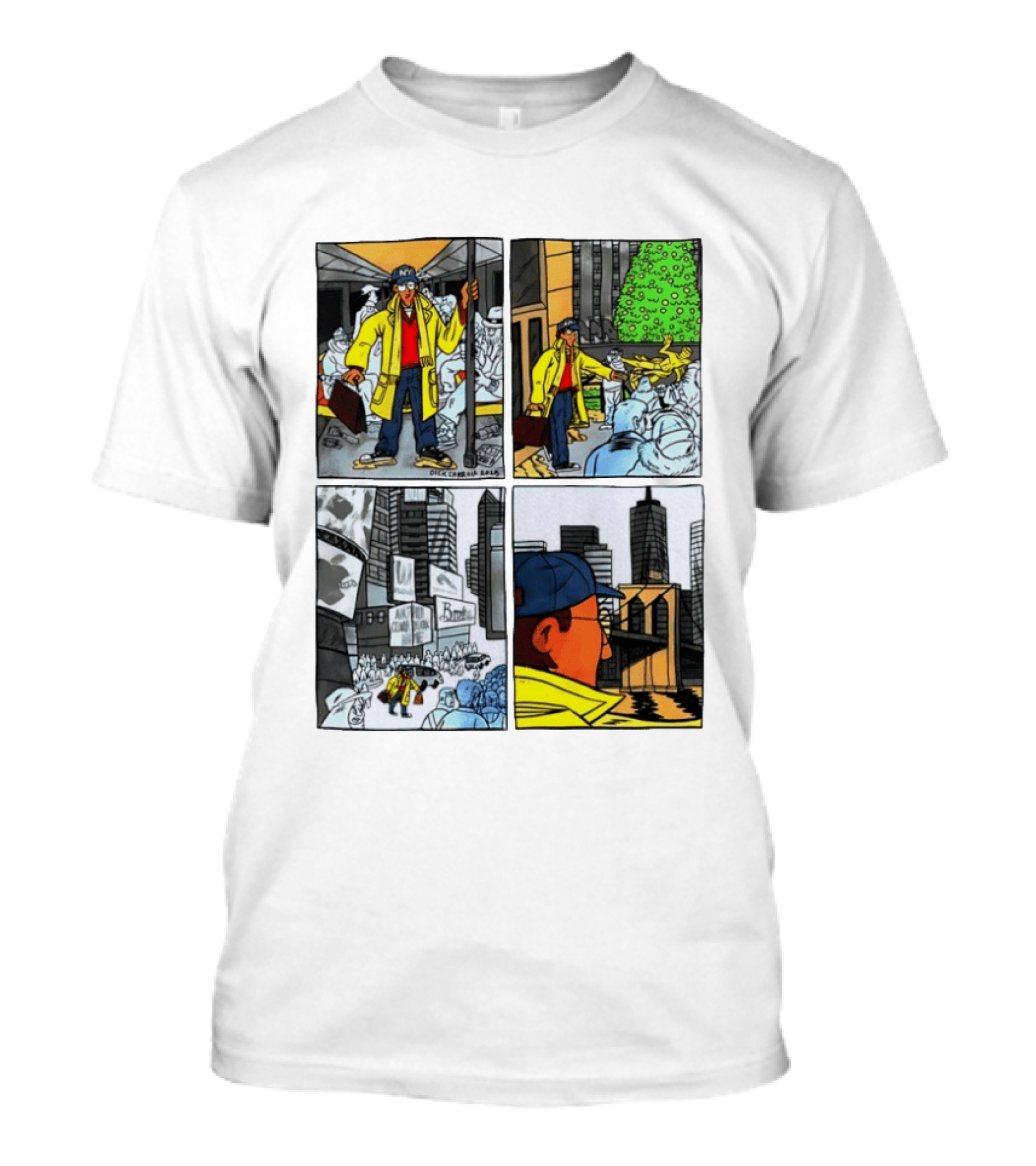 Holiday Comic Pocket NYC Urban Christmas Scenes T-Shirt