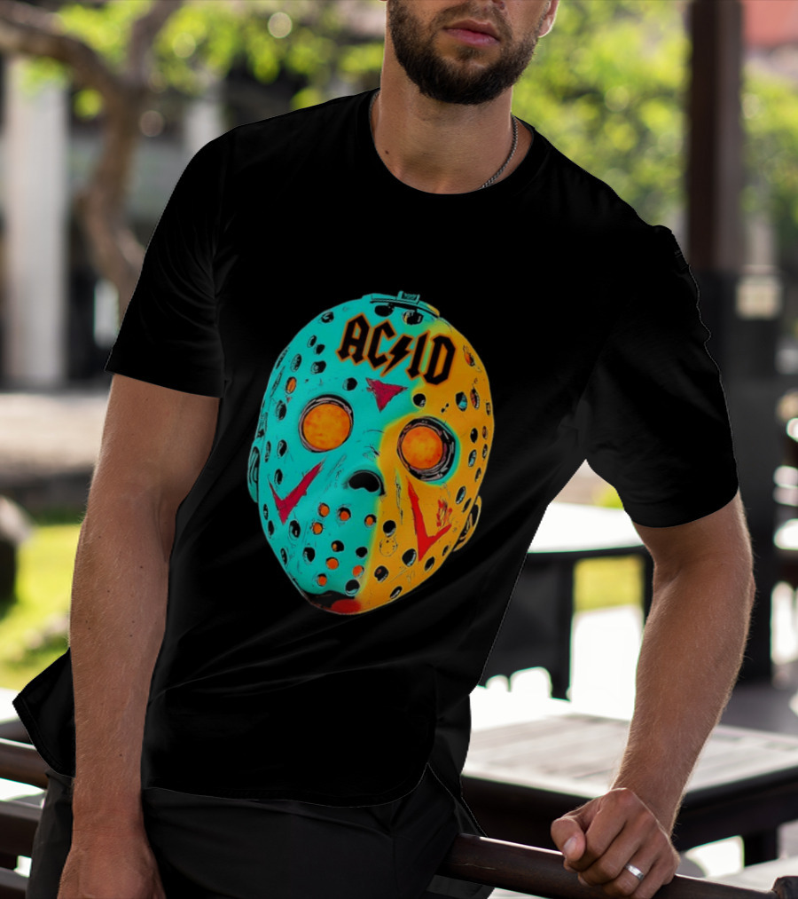 ACDC Jason Voorhees Mask Neon Pop Art Friday The 13th Fusion T-Shirt