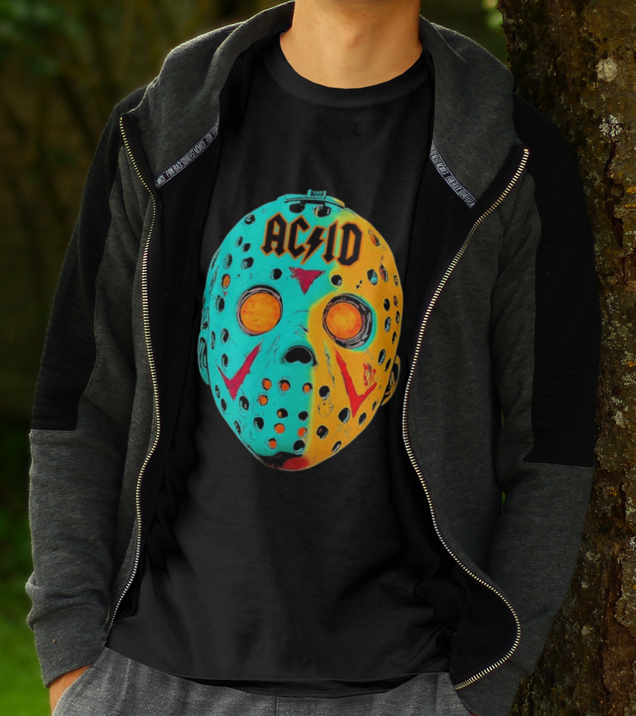 ACDC Jason Voorhees Mask Neon Pop Art Friday The 13th Fusion T-Shirt