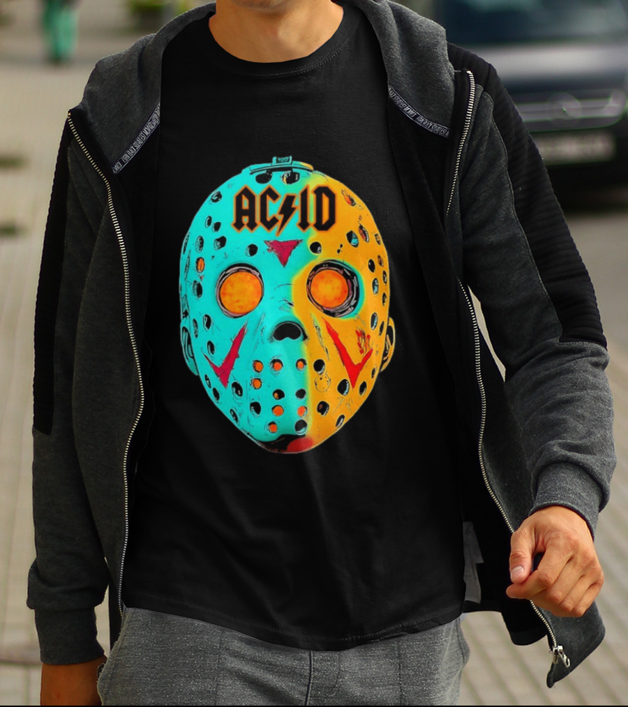 ACDC Jason Voorhees Mask Neon Pop Art Friday The 13th Fusion T-Shirt