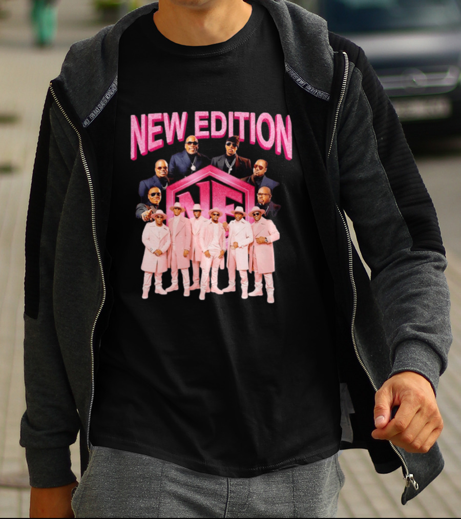Bobby Brown Johnny Gill Ralph Tresvant Ronnie DeVoe Ricky Bell Michael Bivins New Edition NE Band Pink Outfits 90s Music T-Shirt