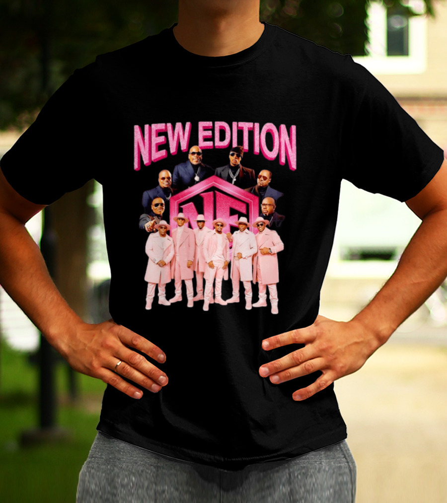 Bobby Brown Johnny Gill Ralph Tresvant Ronnie DeVoe Ricky Bell Michael Bivins New Edition NE Band Pink Outfits 90s Music T-Shirt