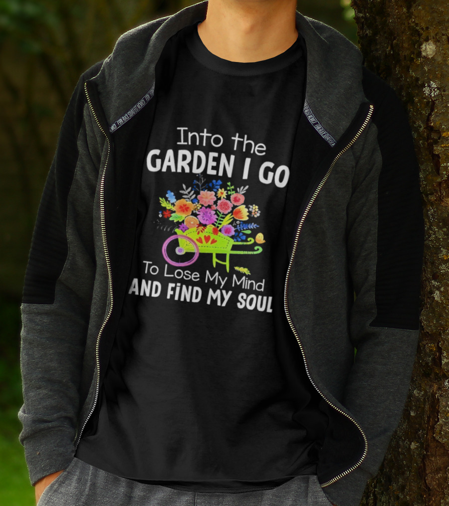 Into The Garden I Go Colorful Wheelbarrow Flowers Floral Serenity T-Shirt
