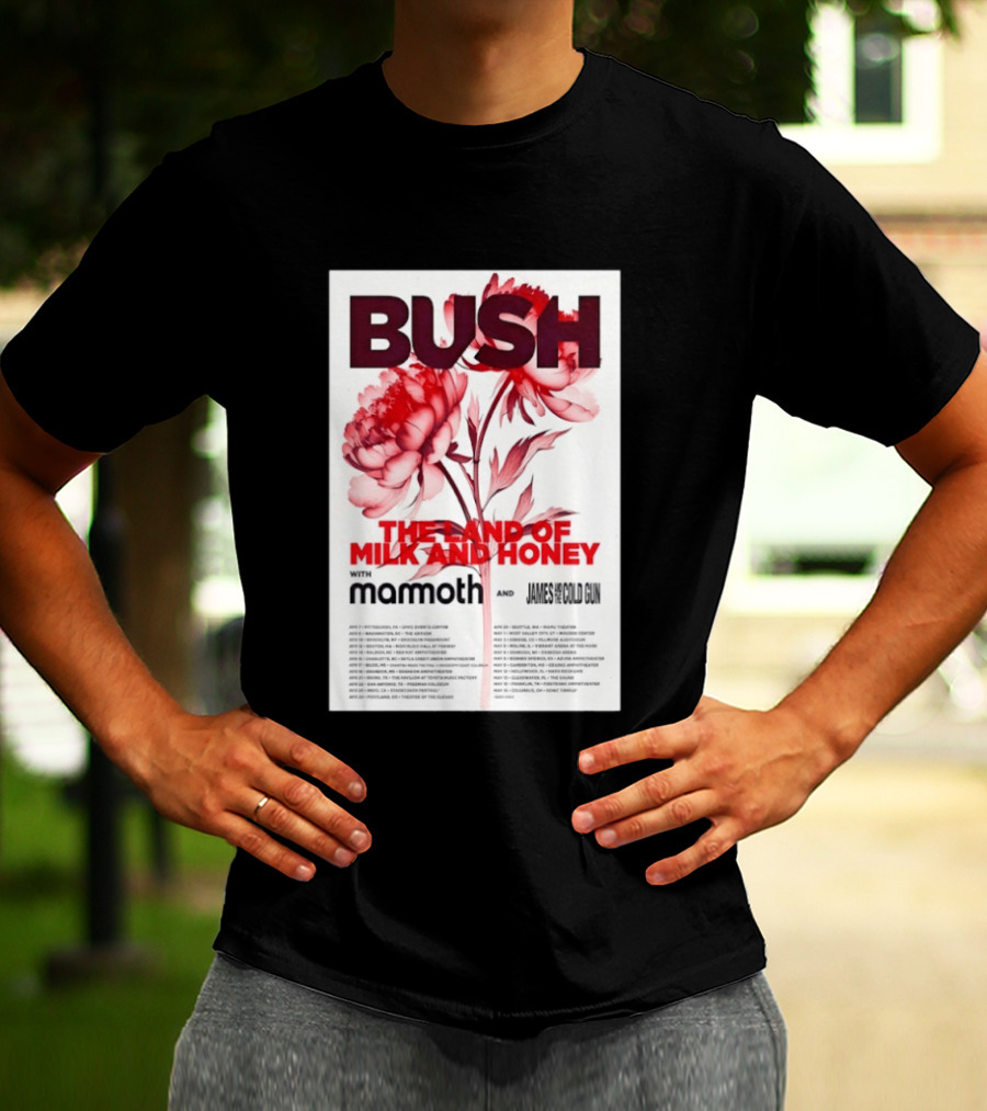 BUSH The Land Of Milk And Honey Tour 2026 Featuring Mammoth And James And The Cold Gun T-Shirt