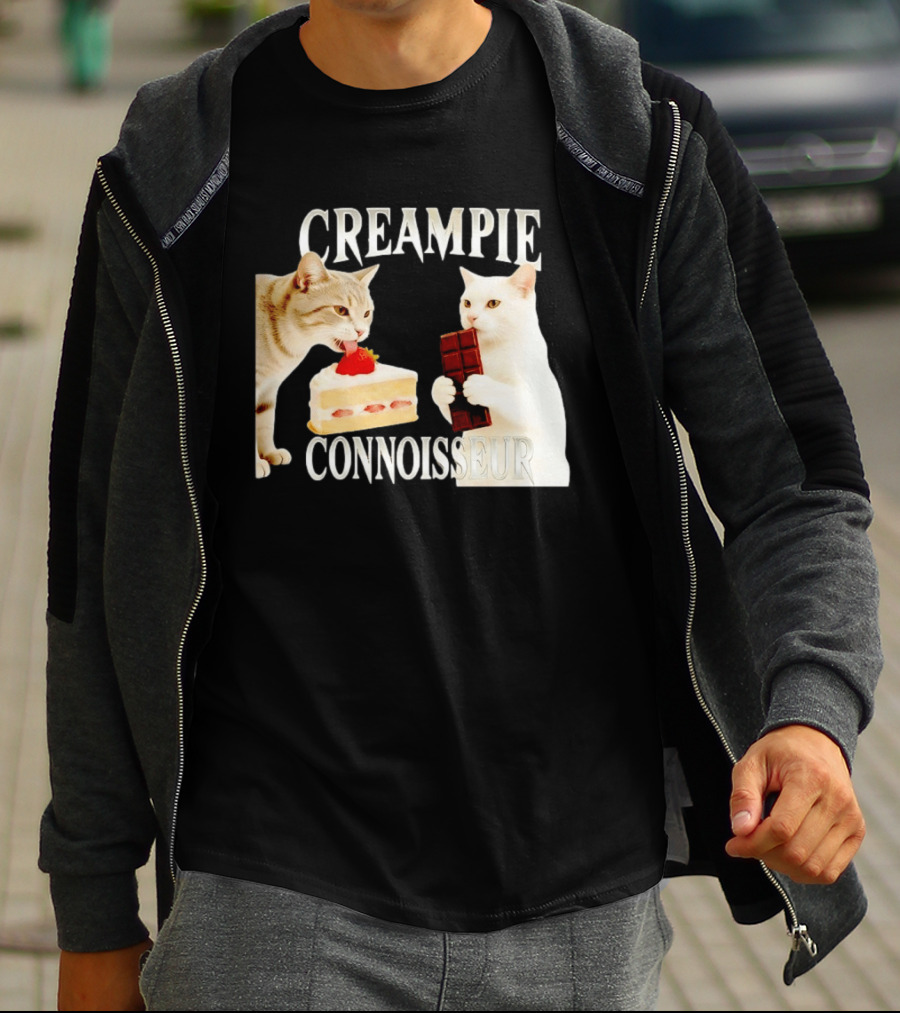 Cats Creampie Connoisseur Strawberry Cake Chocolate Bar T-Shirt