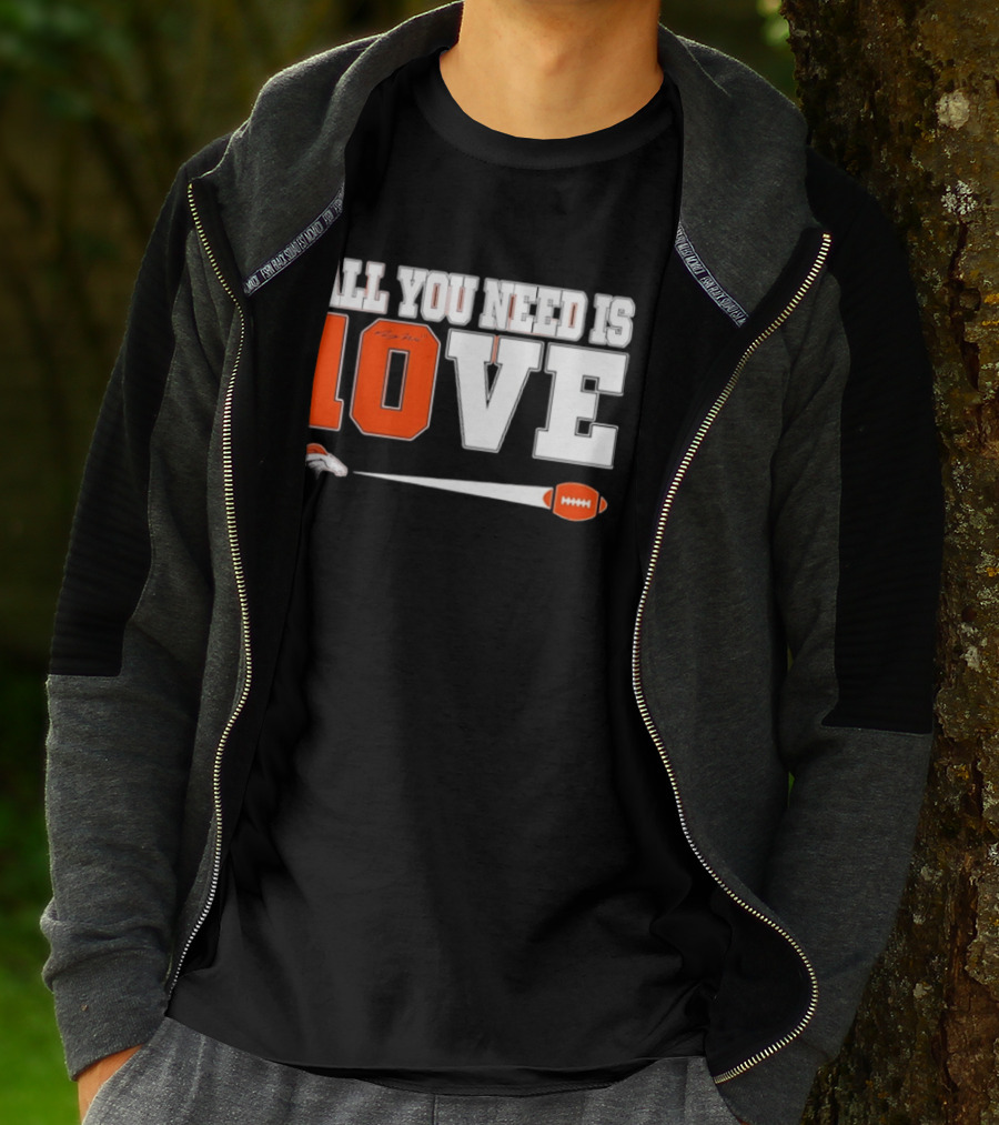 Denver Broncos All You Need Is Love Bo Nix 10 Football T-Shirt