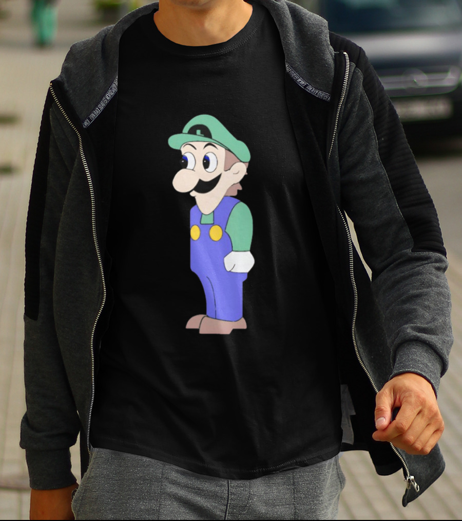 Look At Front Of For Boobs Luigi Funny Meme T-Shirt