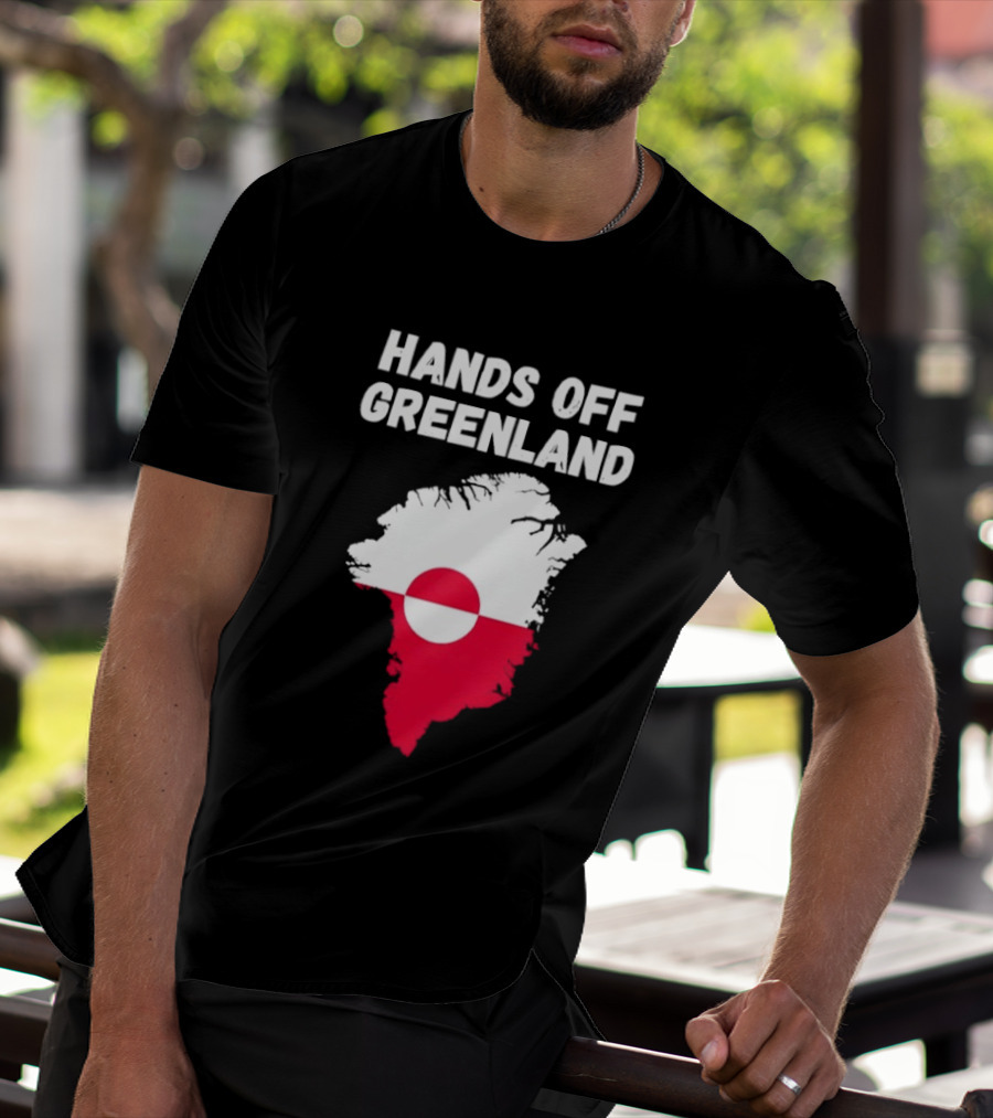 Hands Off Greenland Map Red White Circle Anti Trump T-Shirt