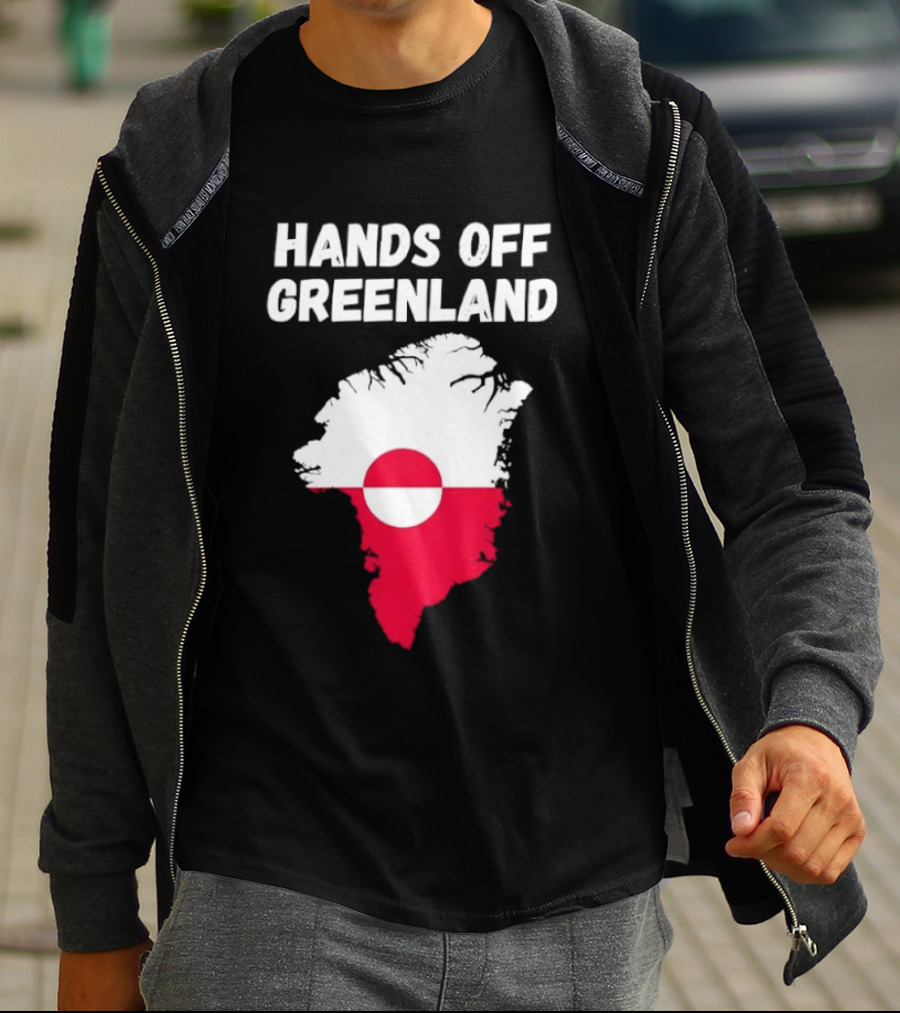 Hands Off Greenland Map Red White Circle Anti Trump T-Shirt