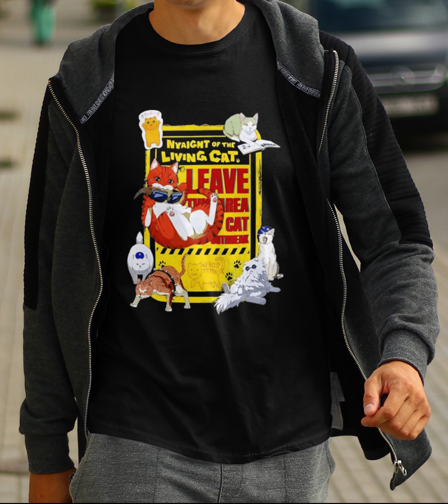 Nyaight Of The Living Cat Leave This Area Cat Neko T-Shirt
