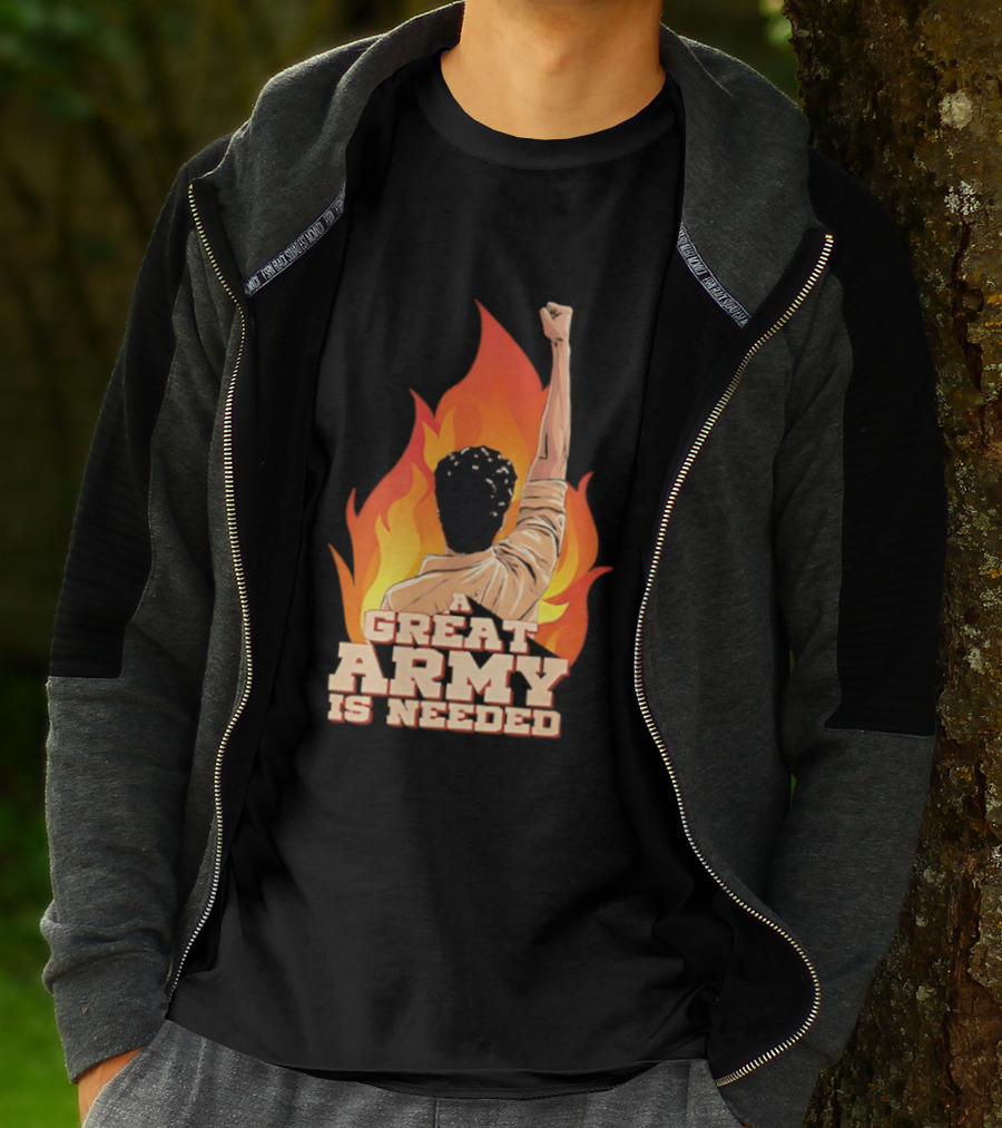 Parasakthi A Great Army Is Needed Raised Fist Flame T-Shirt