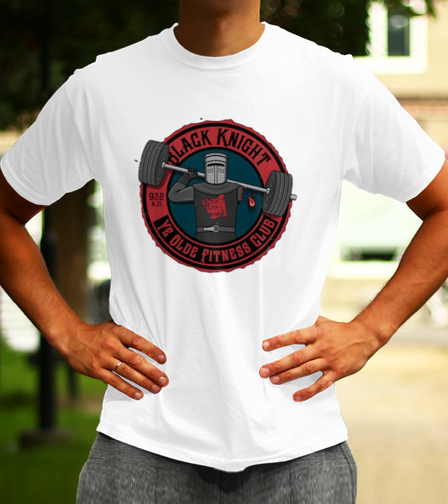 Black Knight Ye Olde Fitness Club 932 AD Weightlifting Medieval Humor T-Shirt