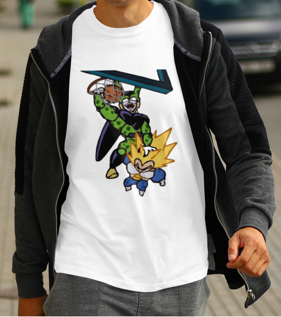 Cell Vs Vegeta Basketball Dunk Anime Mashup T-Shirt