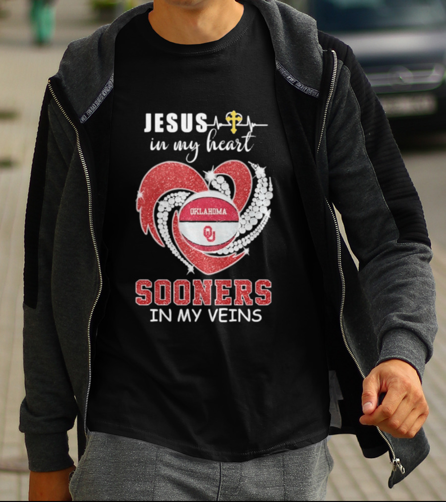 Jesus In My Heart Sooners In My Veins Oklahoma T-Shirt