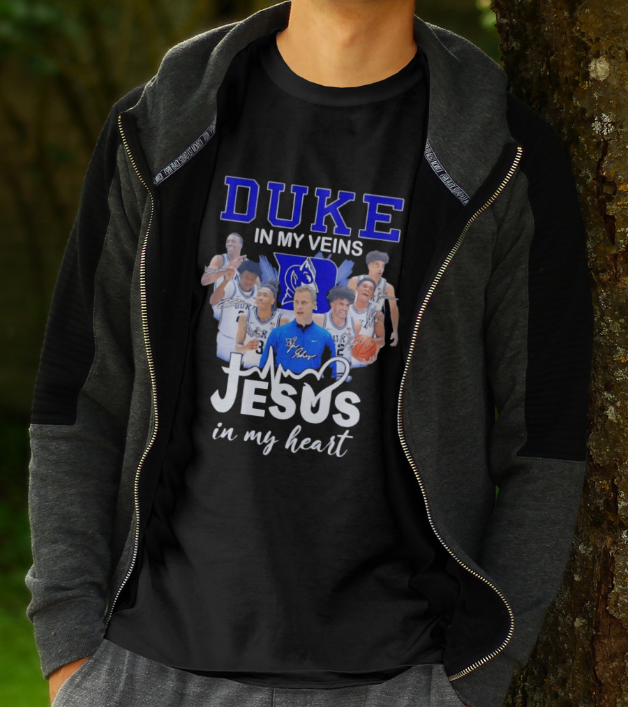 Duke Blue Devils Basketball Jesus In My Heart Signatures T-Shirt