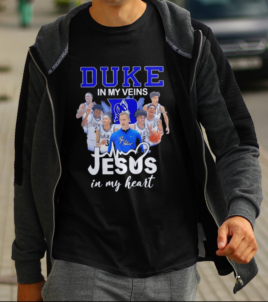 Duke Blue Devils Basketball Jesus In My Heart Signatures T-Shirt