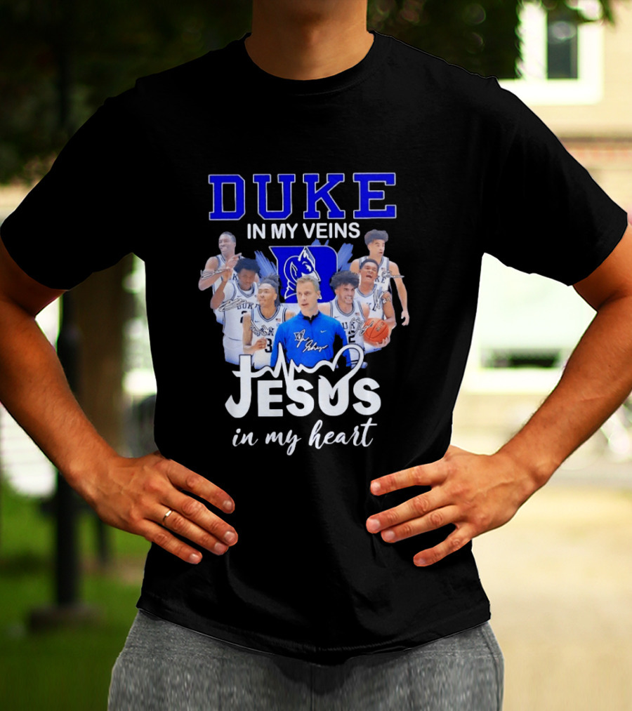 Duke Blue Devils Basketball Jesus In My Heart Signatures T-Shirt