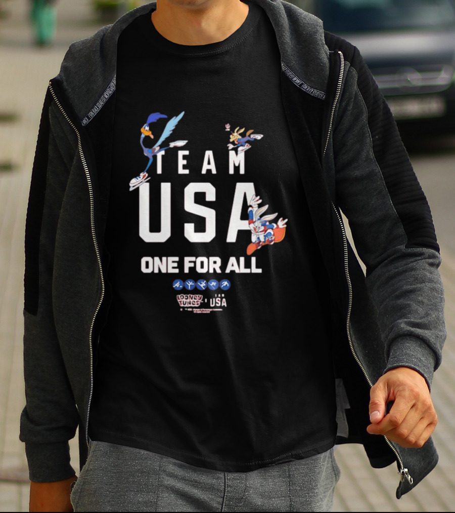 Team USA One For All Looney Tunes Bugs Bunny Road Runner Collab T-Shirt