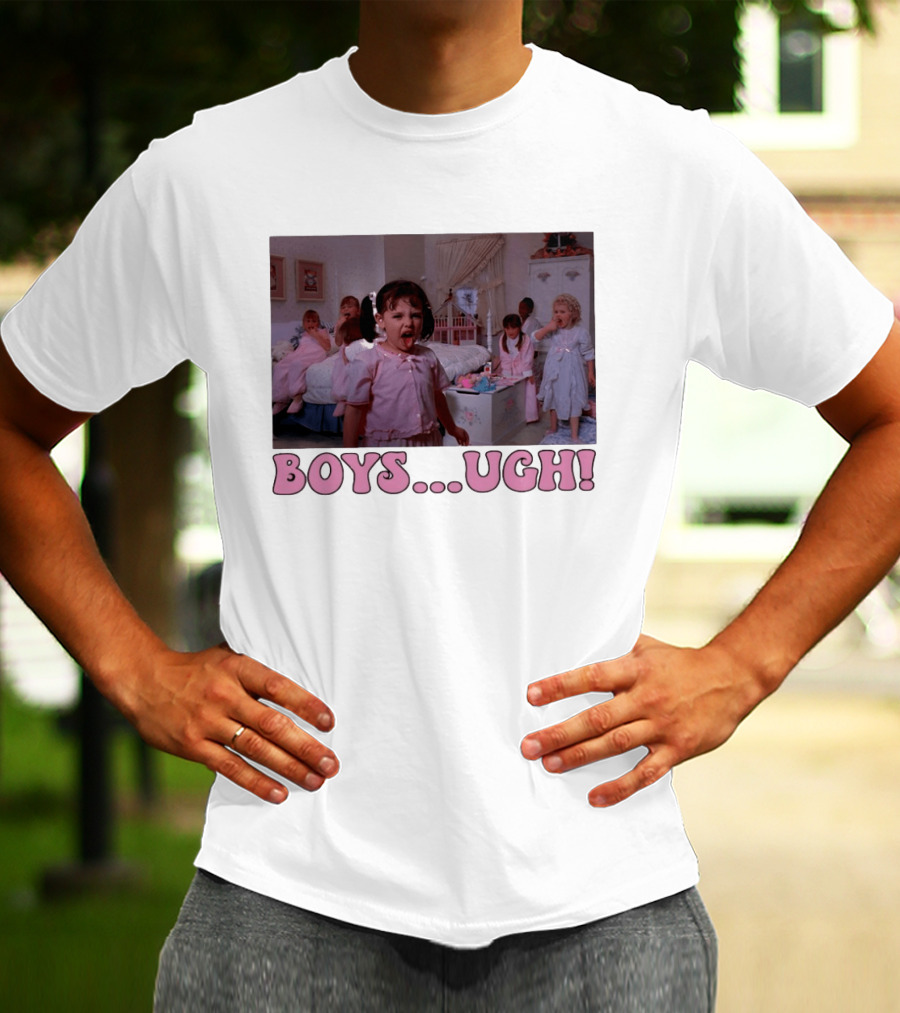 Boys Ugh Funny Valentine's Day Pink Pajama Party Classic Movie Scene T-Shirt