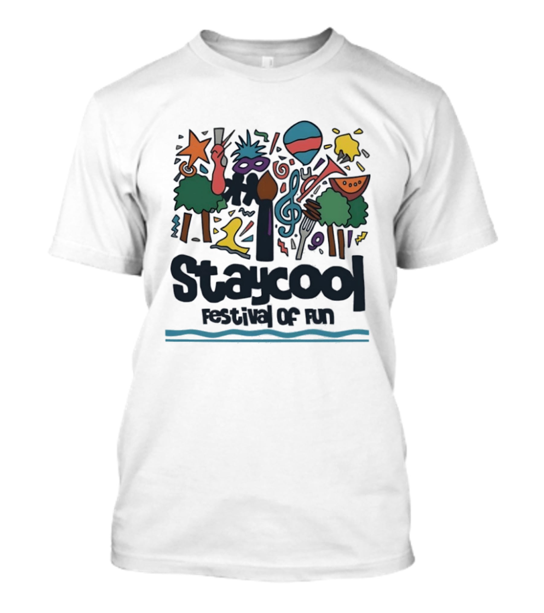 Staycool Festival Of Fun With Colorful Icons And Musical T-Shirt