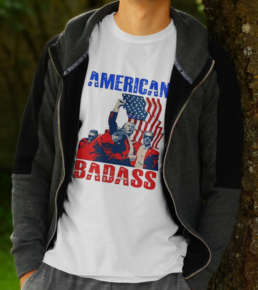 American Badass Donald Trump U.S. President Patriotic Flag T-Shirt