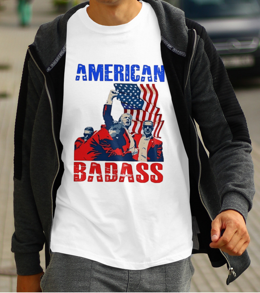 American Badass Donald Trump U.S. President Patriotic Flag T-Shirt