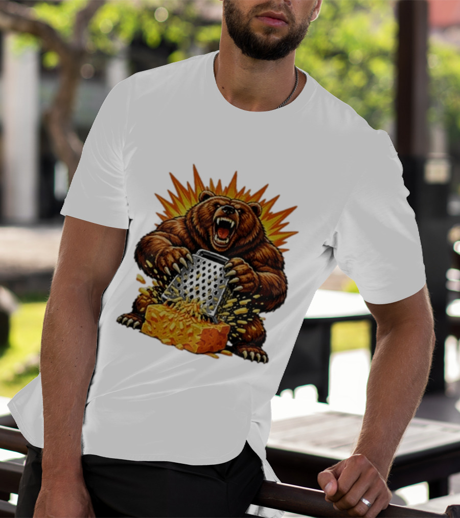 Angry Bear Grating Cheese Grater Hater Explosive Roaring Beast T-Shirt
