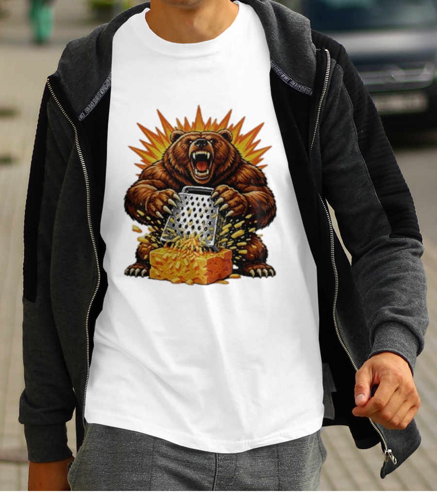Angry Bear Grating Cheese Grater Hater Explosive Roaring Beast T-Shirt