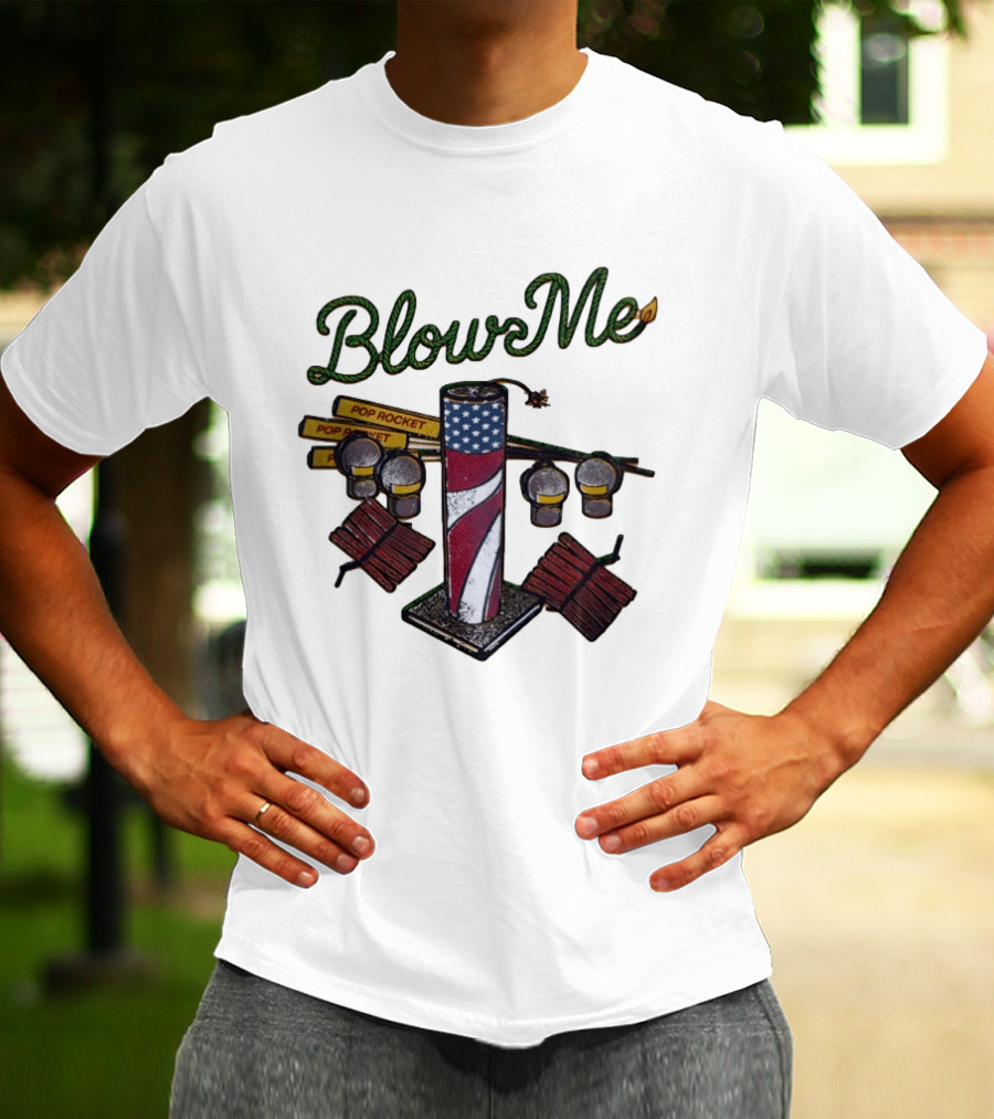 Blow Me 4th Of July Pop Rocket Fireworks USA Flag T-Shirt