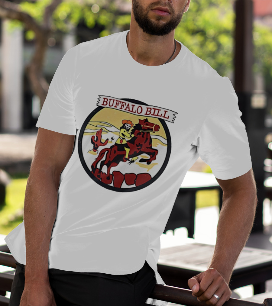 Buffalo Bill Cowboy Riding Red Horse Western Adventure T-Shirt