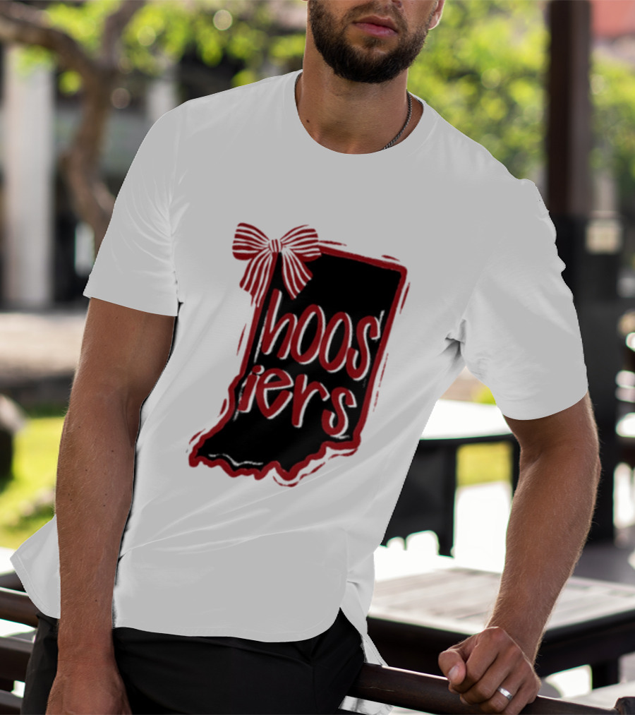 Hoosiers Indiana State Outline Bow Game Day T-Shirt