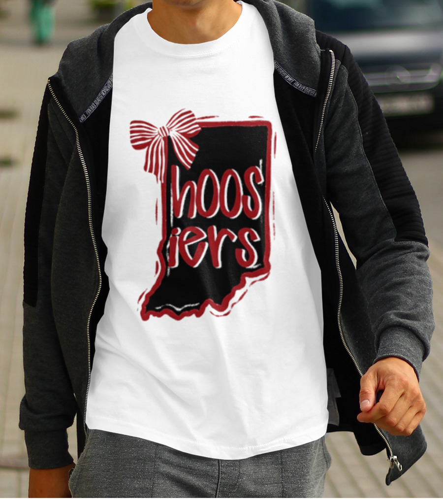 Hoosiers Indiana State Outline Bow Game Day T-Shirt