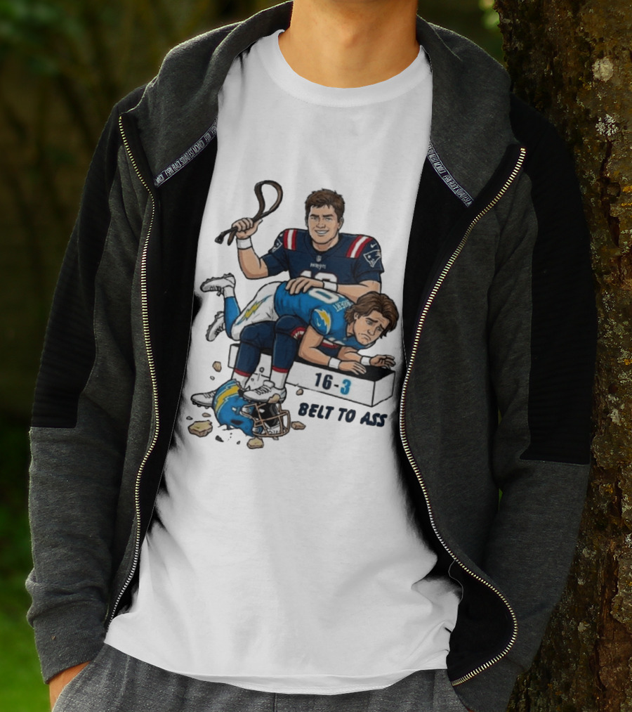 New England Patriots Belt To Ass 16 3 Sports Rivals Comic T-Shirt