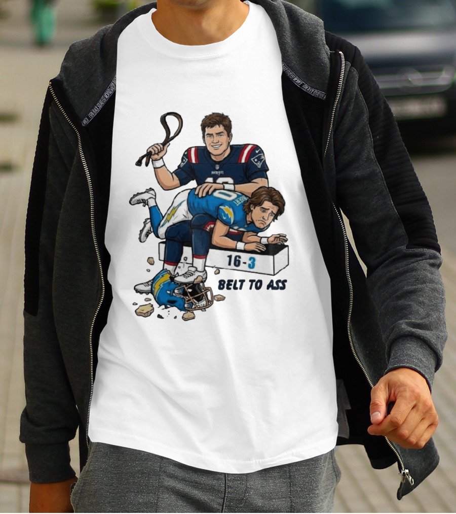 New England Patriots Belt To Ass 16 3 Sports Rivals Comic T-Shirt