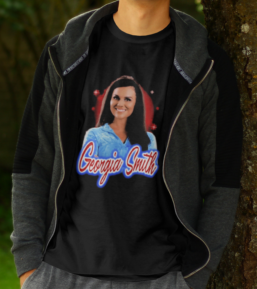 Georgia Smith Blue Top Red T-Shirt