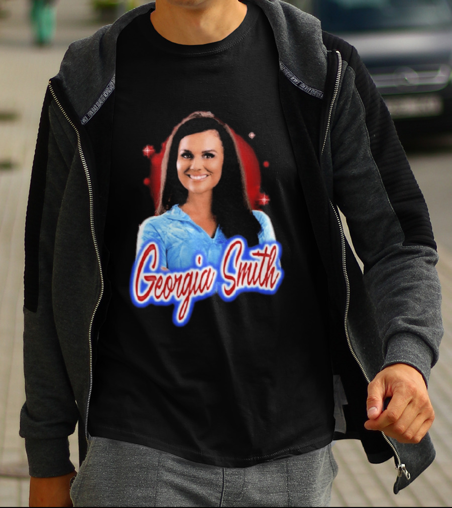 Georgia Smith Blue Top Red T-Shirt