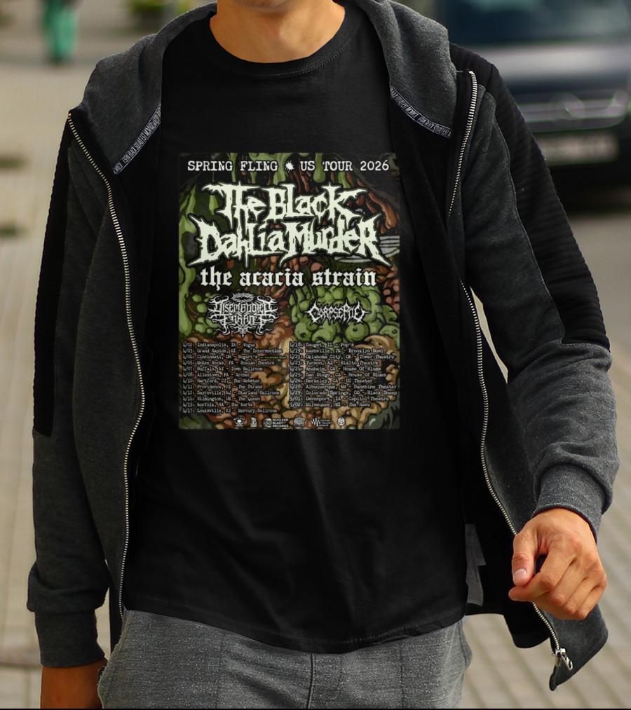 Spring Fling US Tour 2026 The Black Dahlia Murder The Acacia Strain Full Schedule Tour Dates T-Shirt