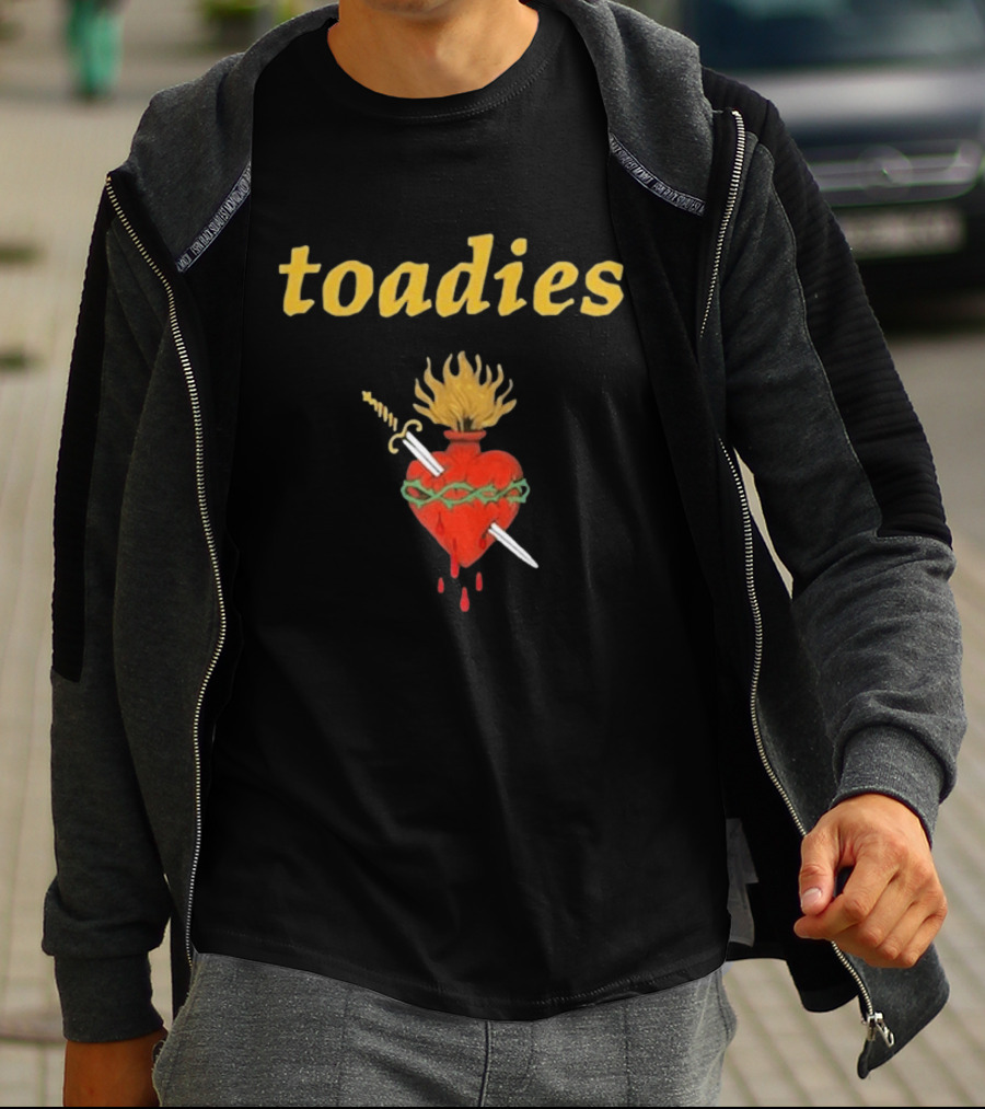 Toadies Sacred Heart Flaming Sword And Crown Of Thorns T-Shirt