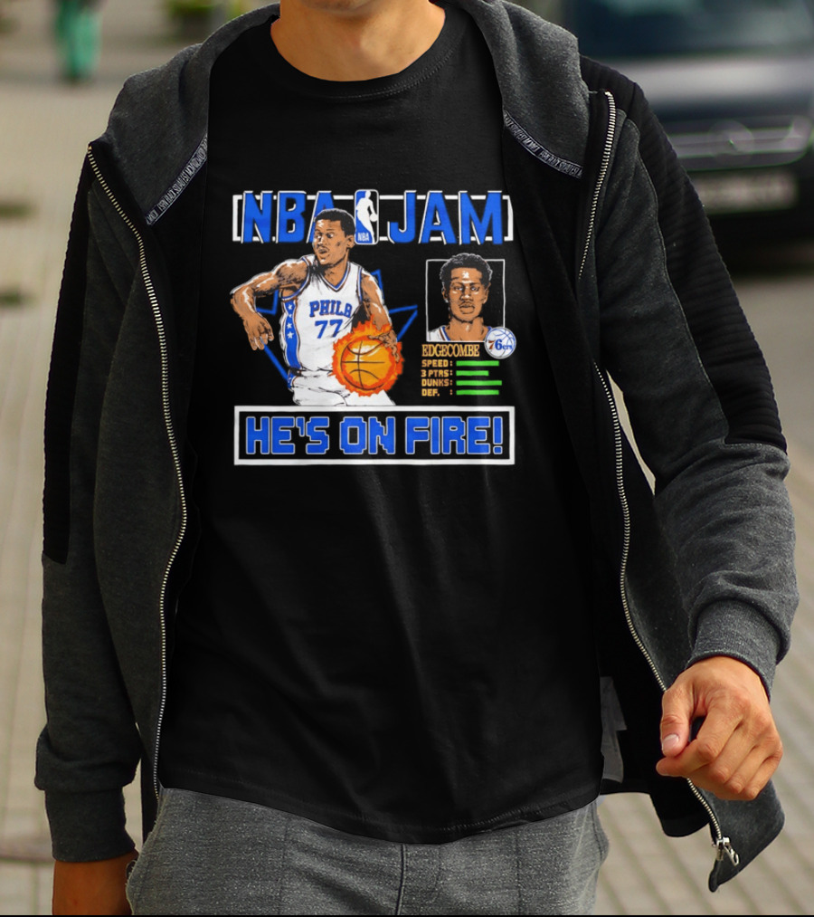 NBA Jam VJ Edgecombe Philadelphia 76ers He's On Fire T-Shirt