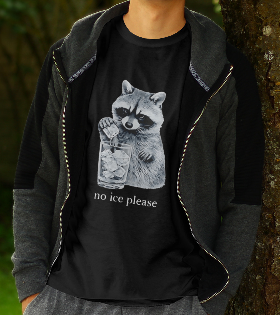 Raccoon Pouring Ice Into Glass No Ice Please T-Shirt