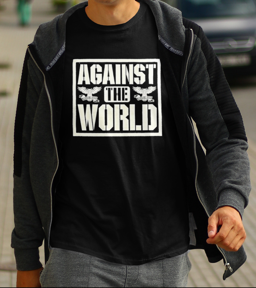 Against The World Eagle Motif T-Shirt