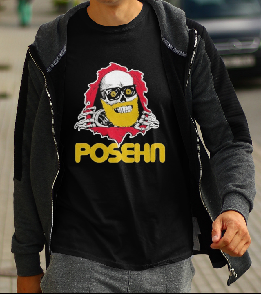 Brian Posehn Bonez Skull Design With Glasses And Yellow Beard T-Shirt