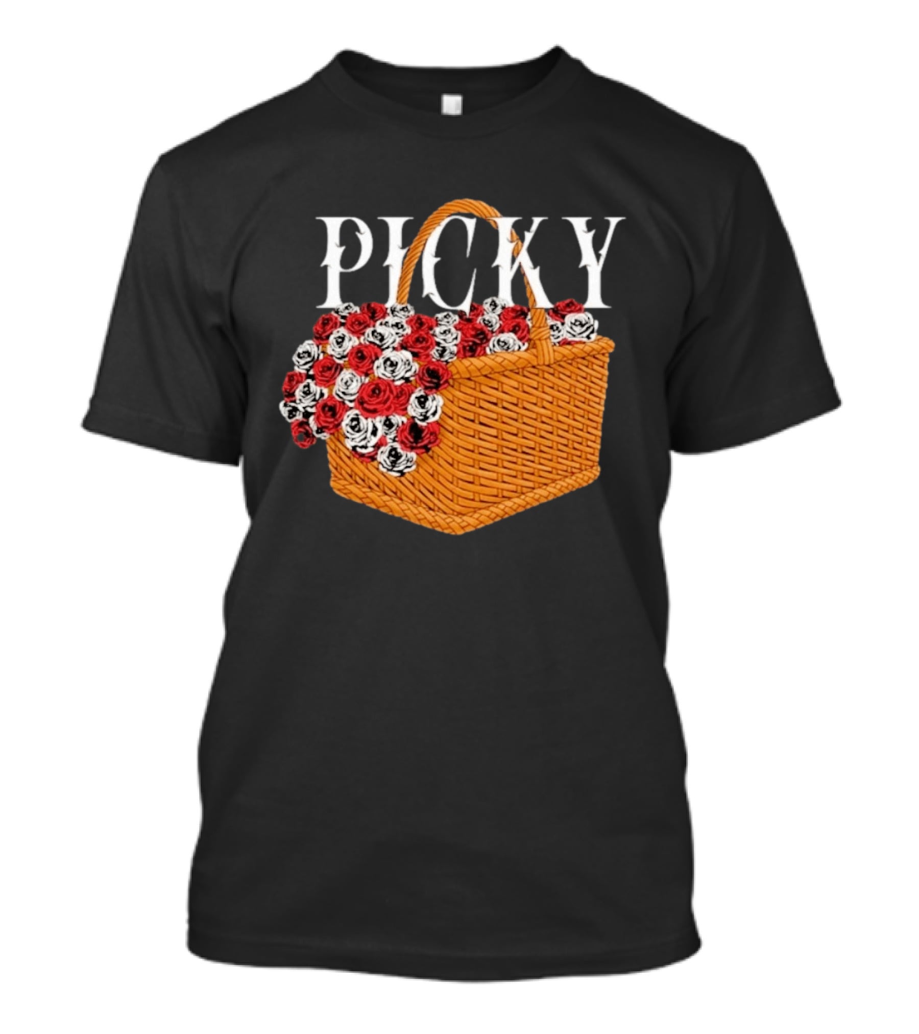 Picky Basket Of Red And White Roses T-Shirt