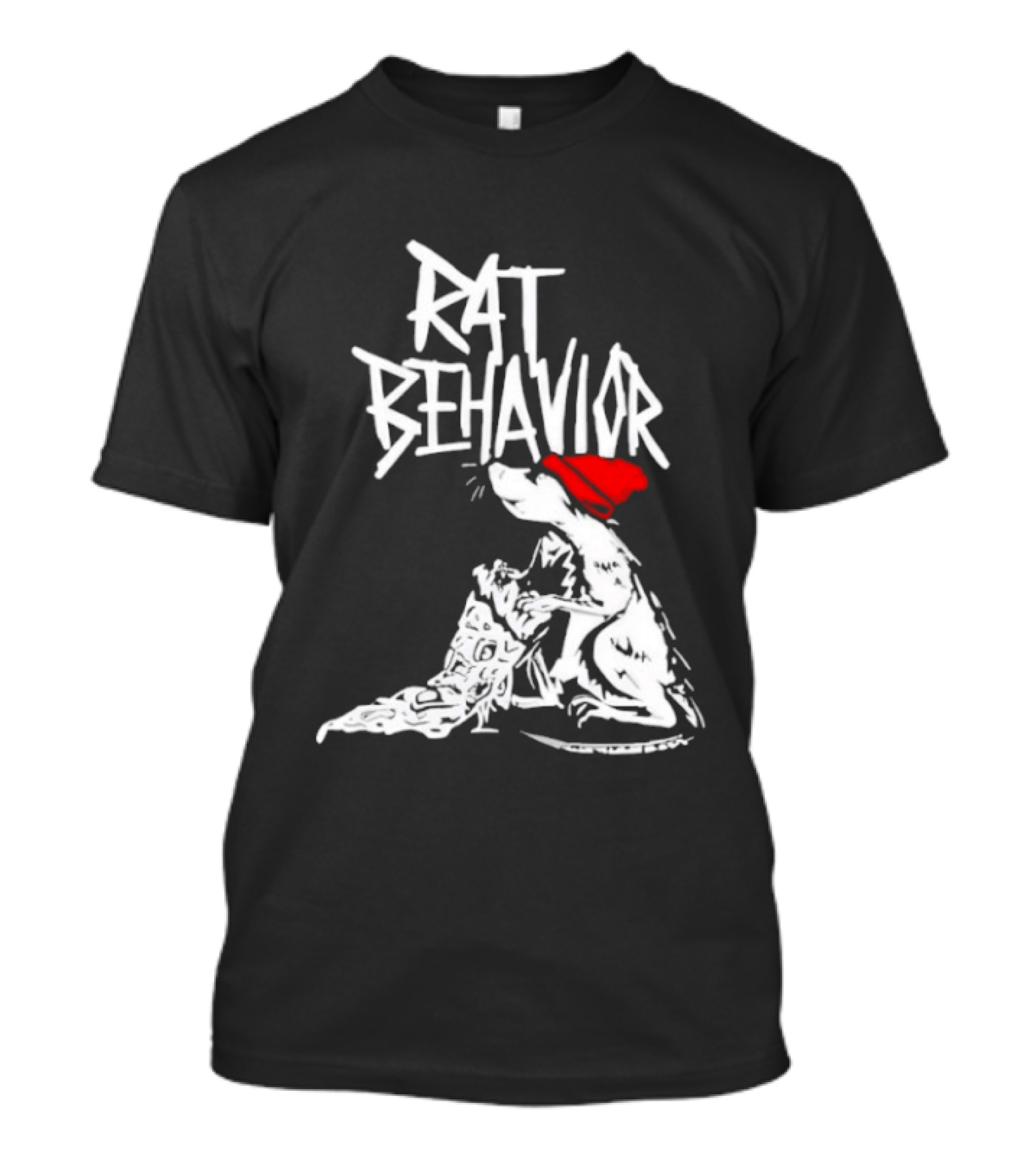 Rat Behavior Graphic With Red Hat And White Rat T-Shirt