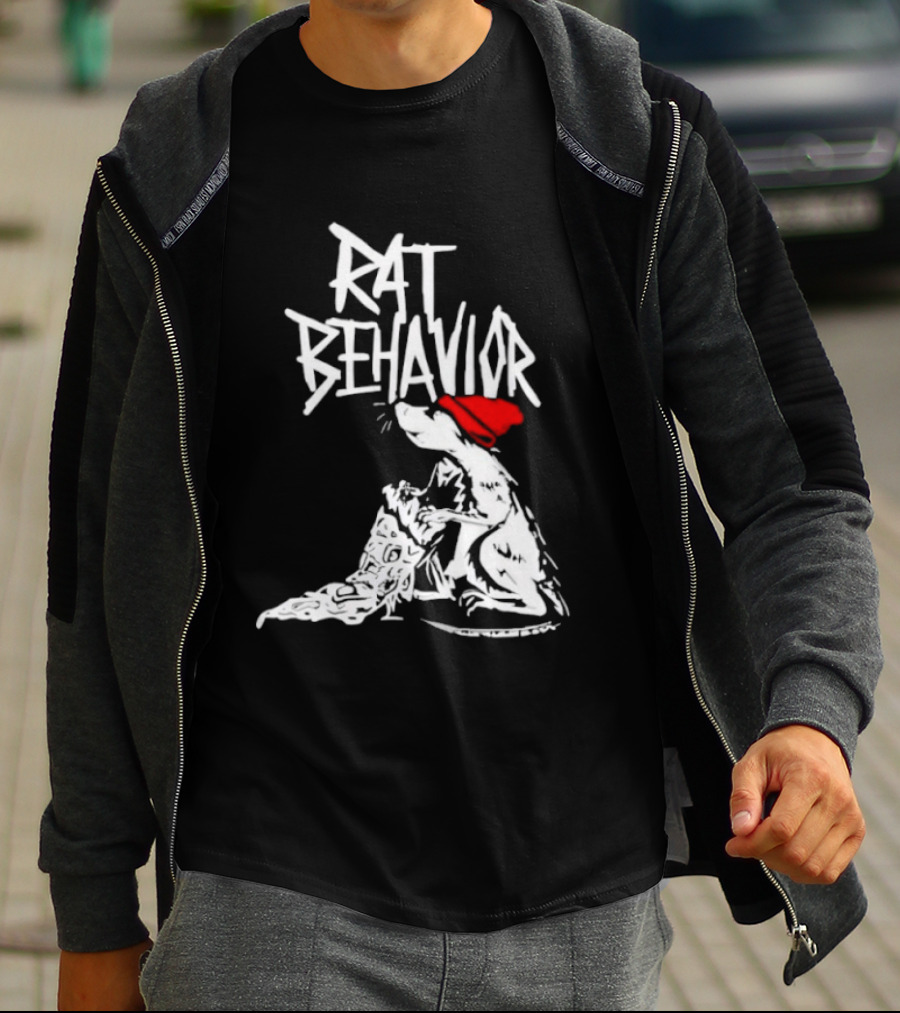 Rat Behavior Graphic With Red Hat And White Rat T-Shirt