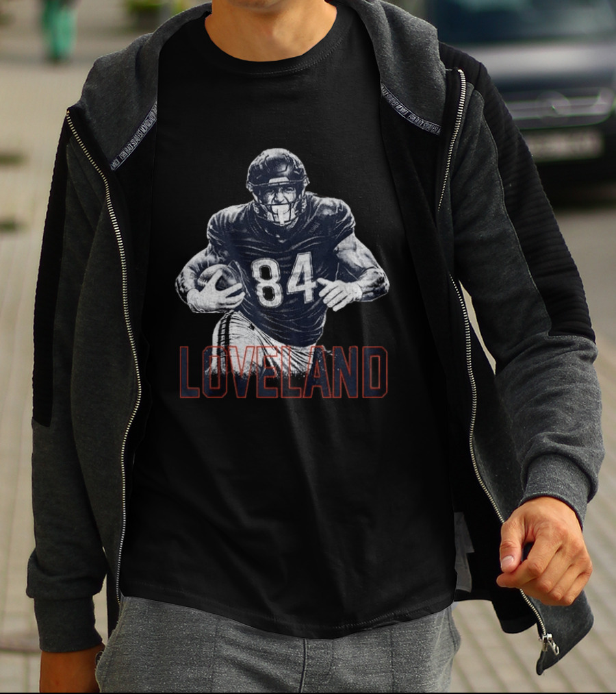 Colston Loveland 84 Chicago Bears Football Player Halftone T-Shirt