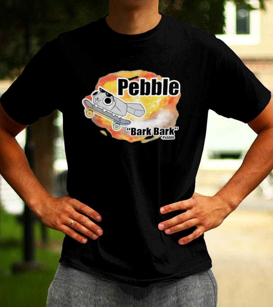 Pebble Bark Bark Skateboarding Cartoon Explosion T-Shirt