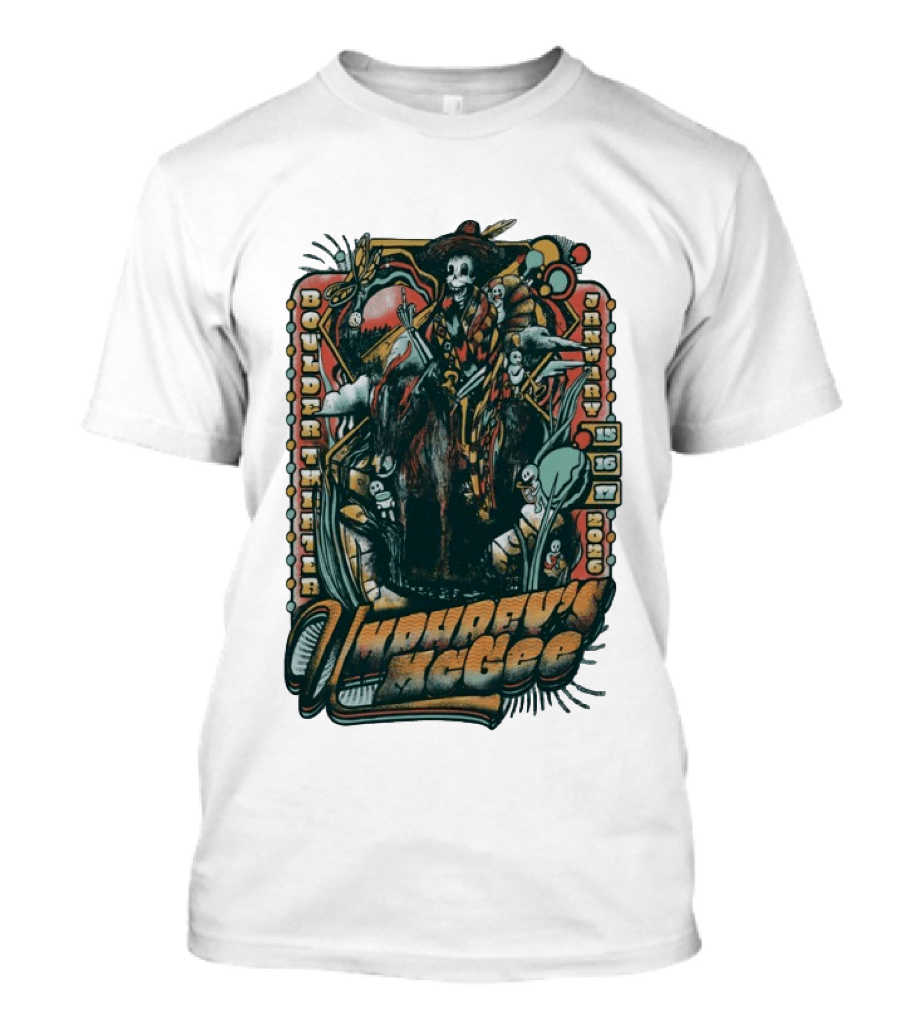 Umphrey's McGee Boulder Theater January 15 16 17 2026 Skeleton T-Shirt