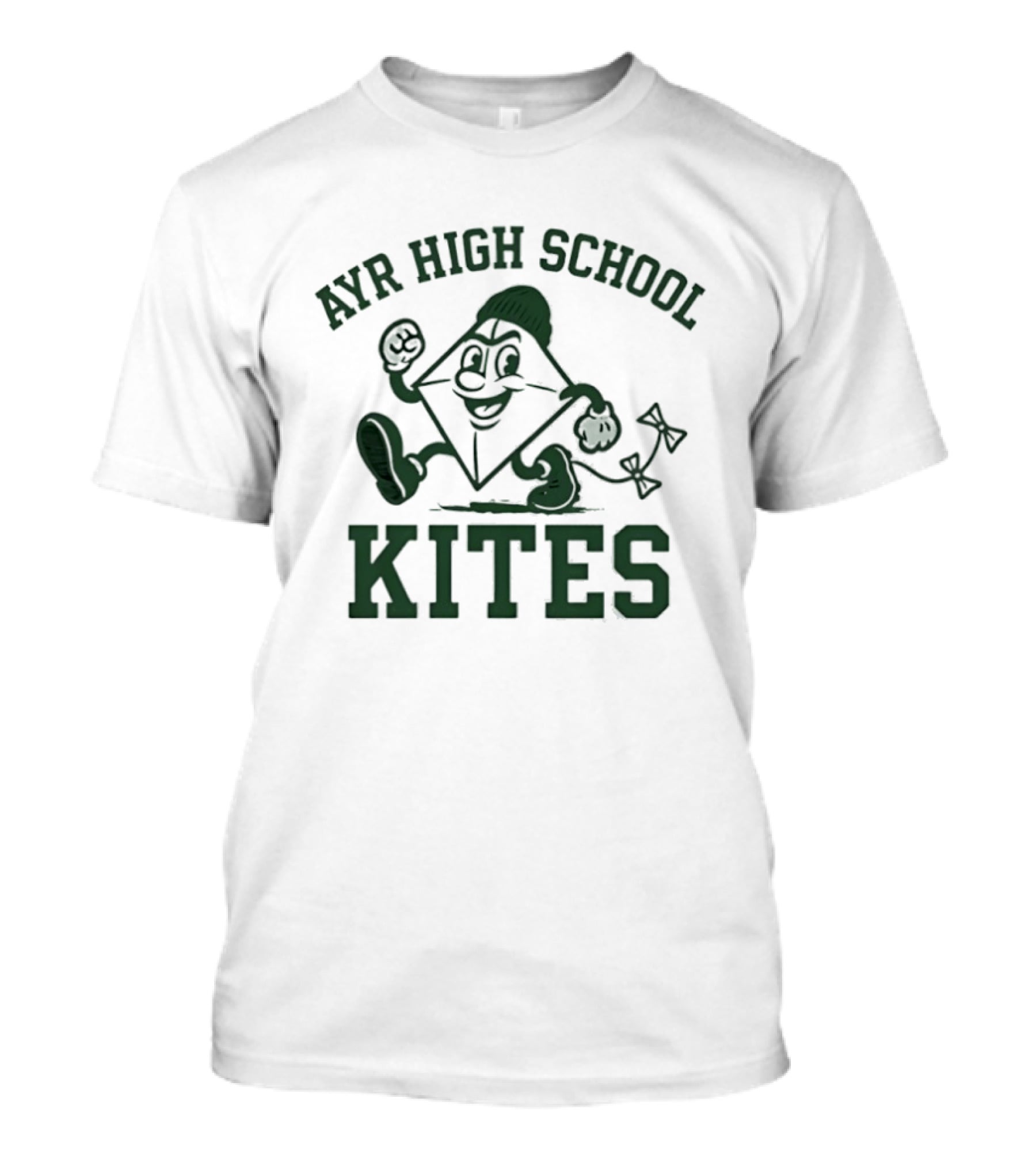 Ayr High School Kites Mascot Cartoon Character With Sneakers And Cap T-Shirt